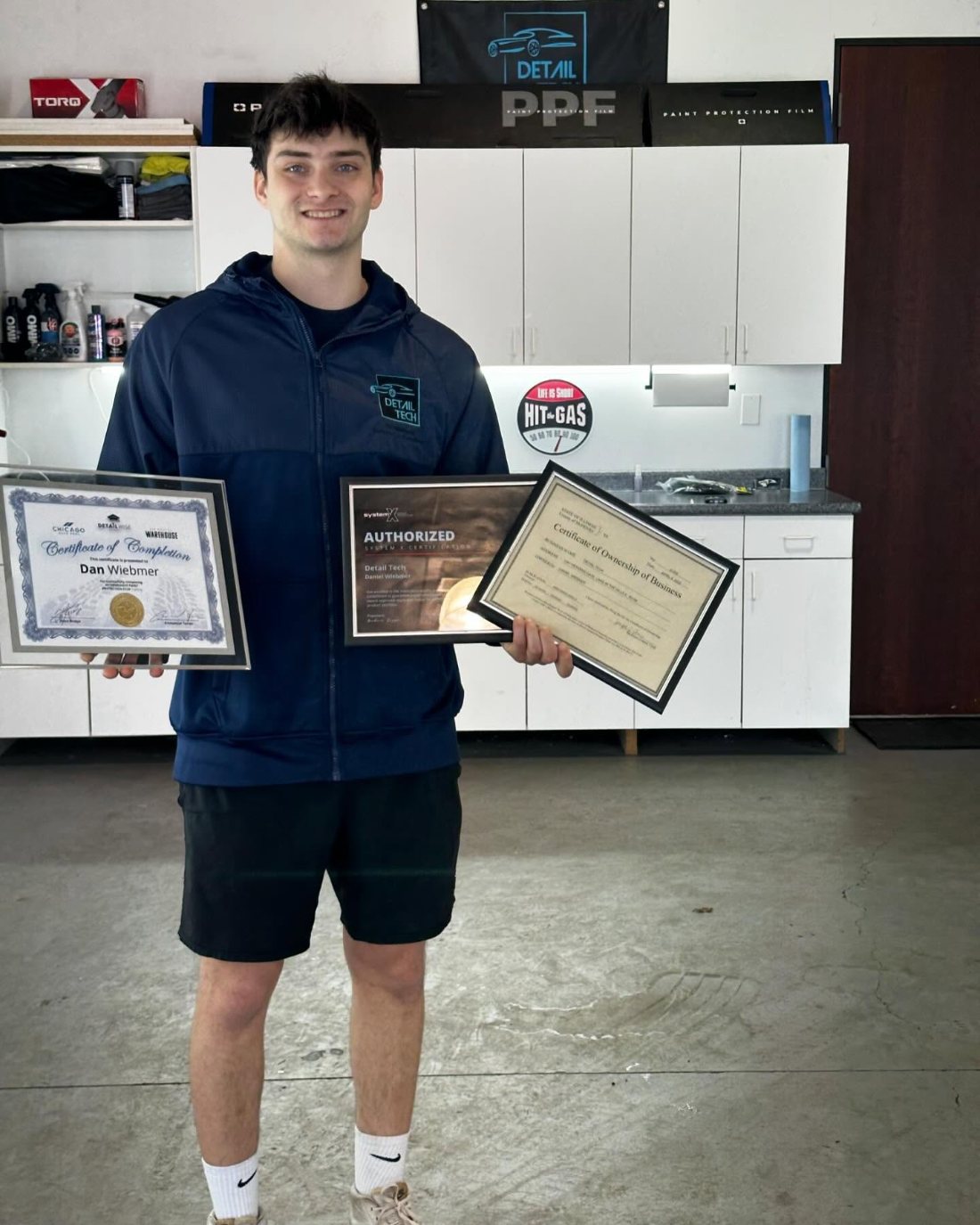 Dan holding Detail Tech certifications