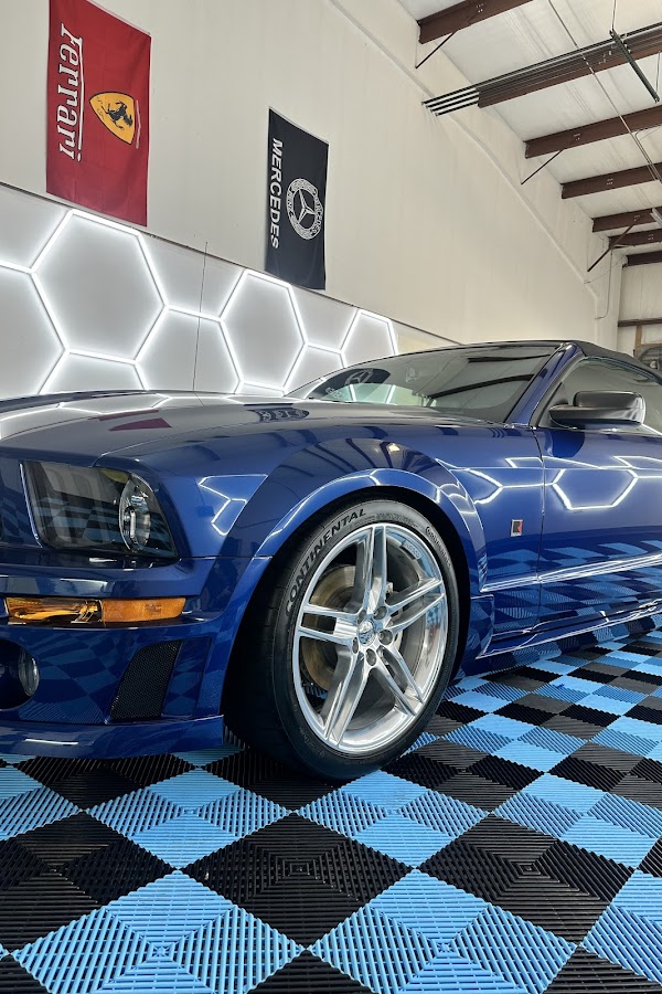 Corrected blue Roush Mustang at Detail Tech