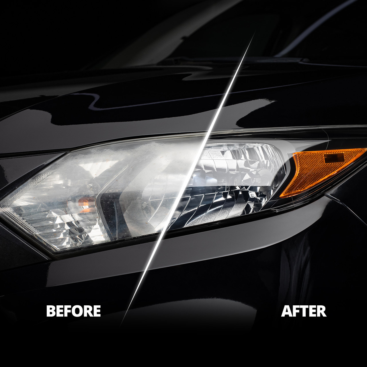 Headlight restoration before and after at Detail Tech