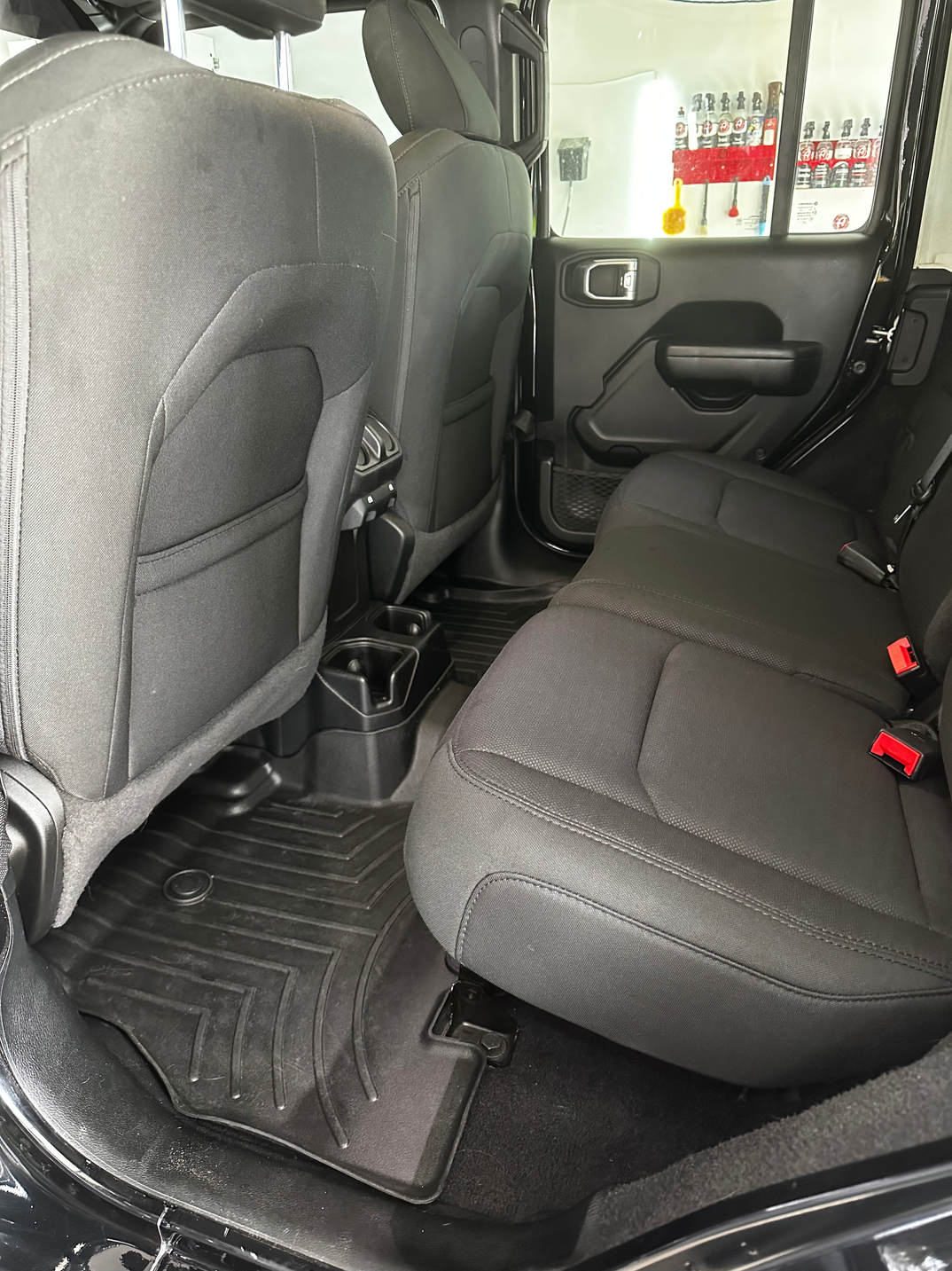 Jeep Wrangler rear seats after the Level 2 interior detail, clean and restored
