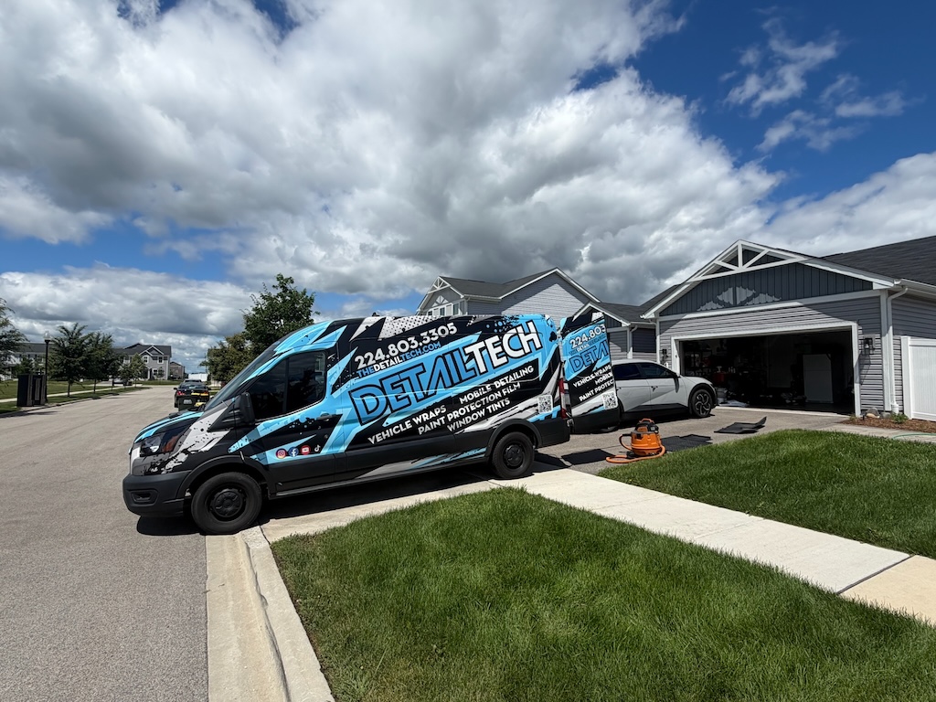 Detail Tech mobile van set up in a customer's driveway
