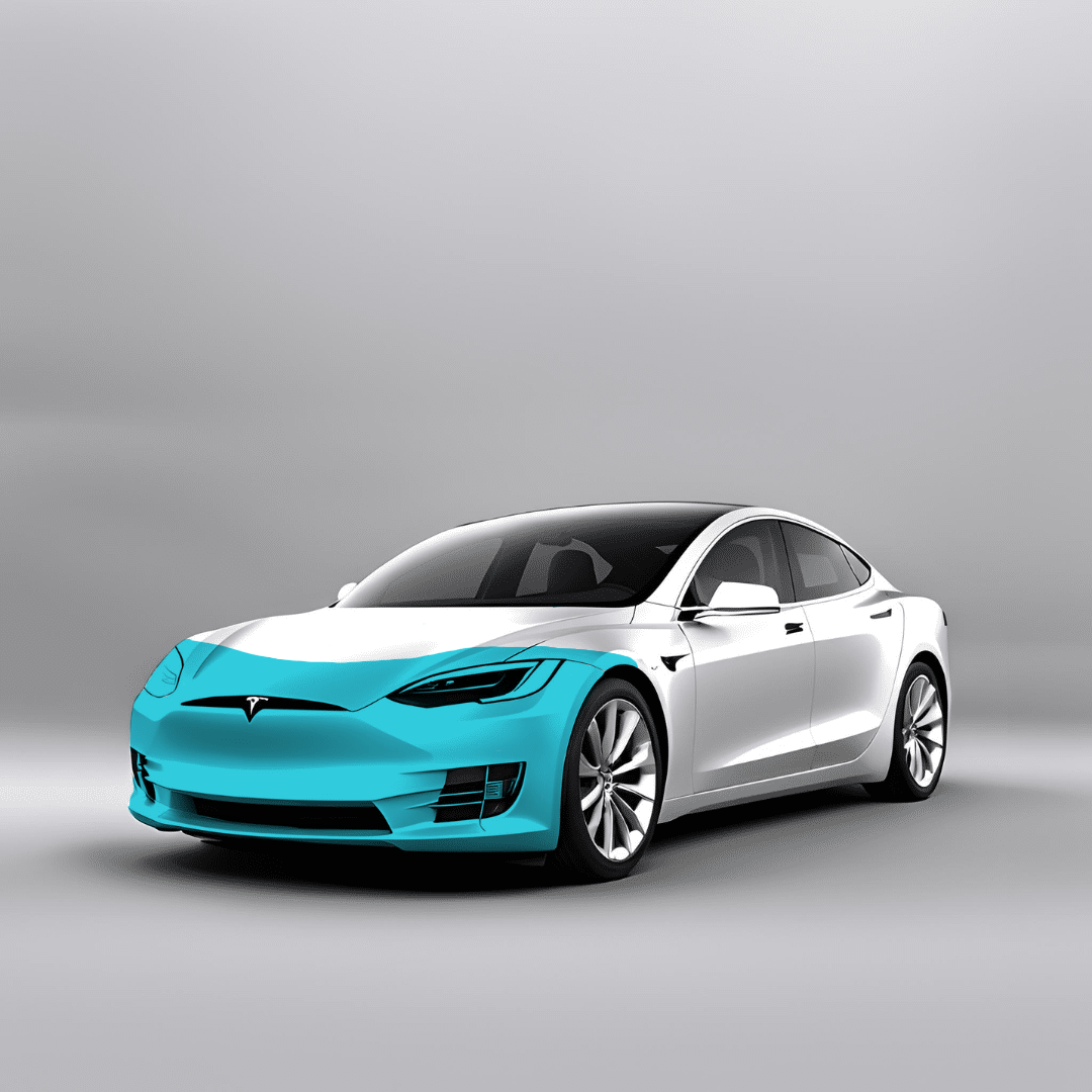 Diagram of partial front-end PPF coverage on a sedan
