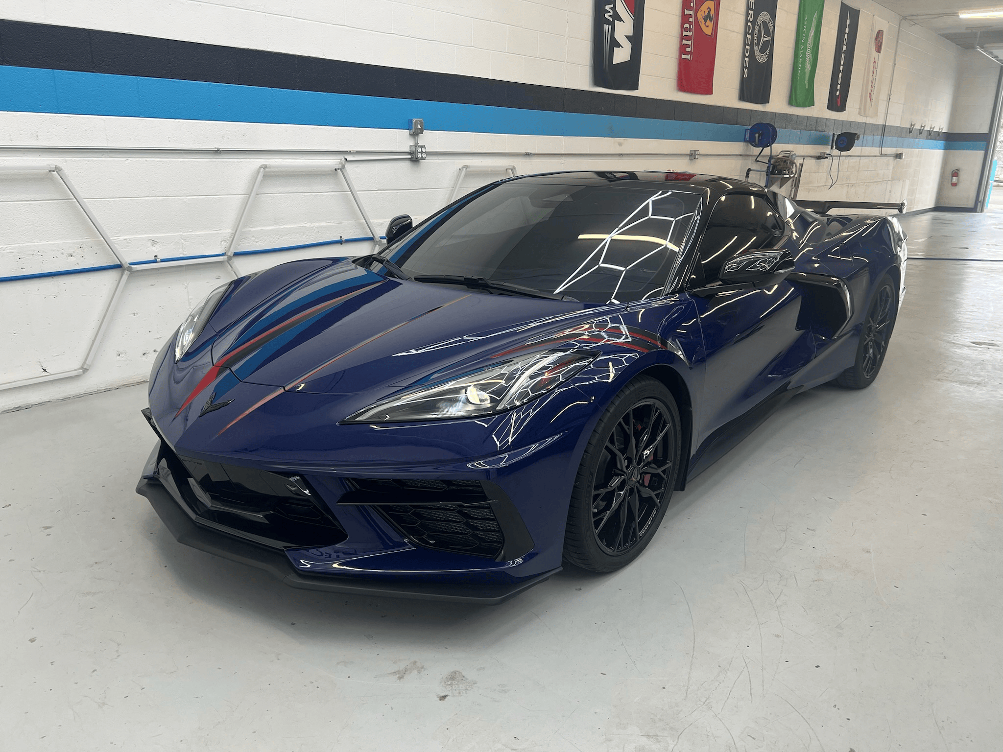 Blue Corvette C8 with PPF at Detail Tech