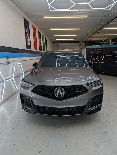 Full windshield tint on a grey Acura at Detail Tech