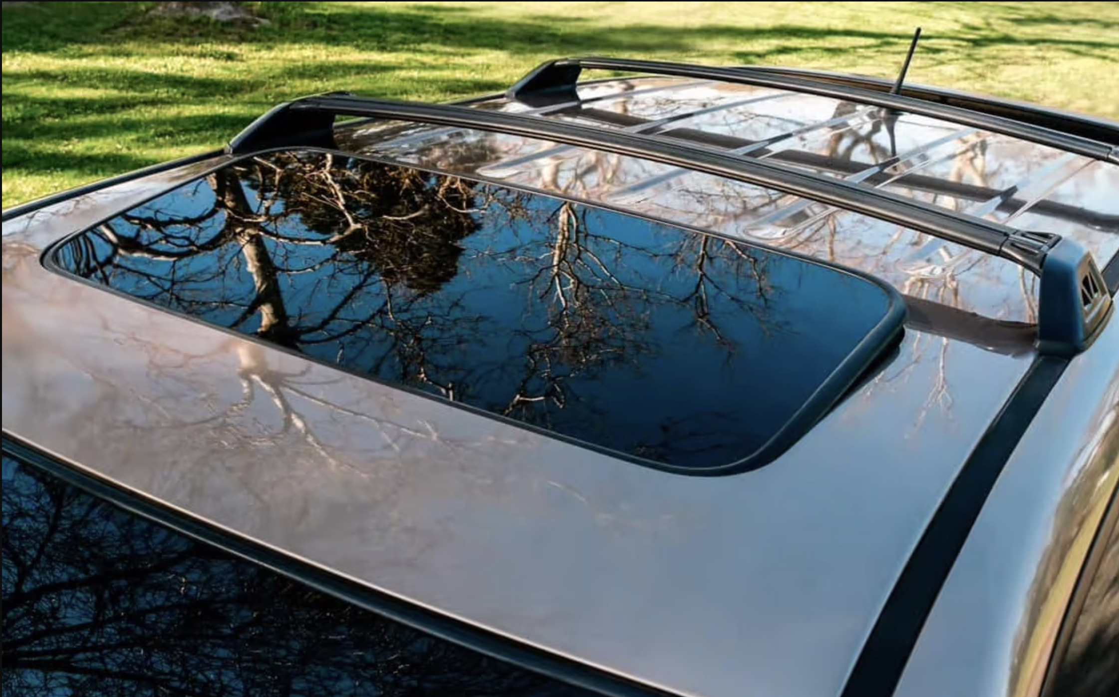 Tinted panoramic sunroof glass on an SUV at Detail Tech